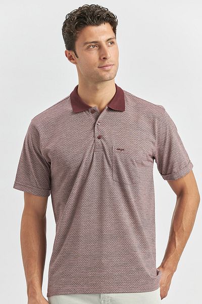 İmza Μπλουζάκι Claret Red Polo με λαιμόκοψη ζακάρ - κοντό μανίκι, Classic Comfort Fit 1011240190