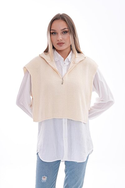 ŞİMAL Women's Half Zip Knitwear Knitted Sweater 245167   -