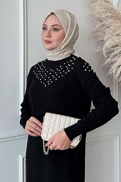 InStyle Black Pearl Knitwear Dress