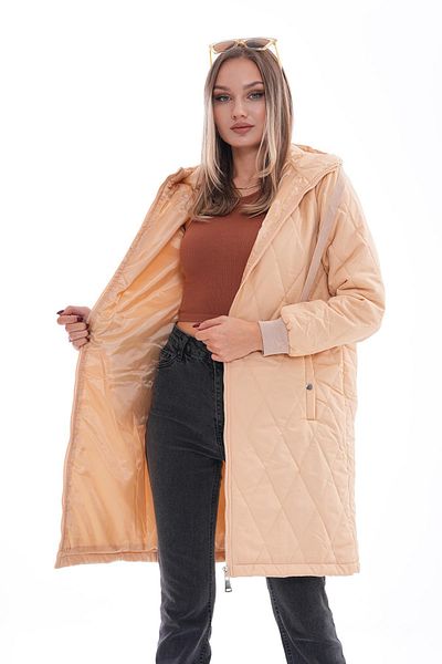 ŞİMAL Women's Quilted Zipper Closure Hooded Long Coat 245313   -