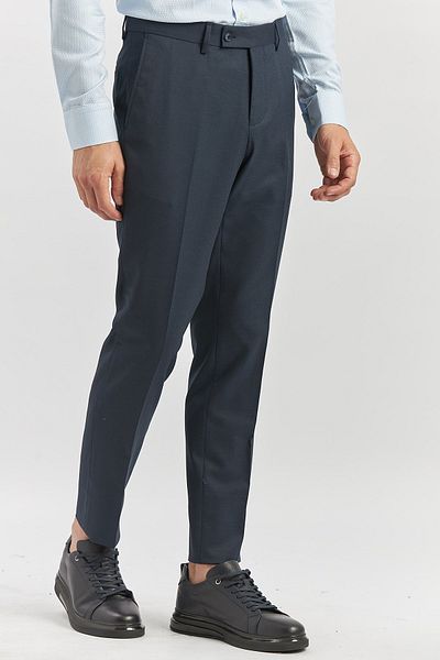 İmza Dark Navy Blue Stretchy Slim Fit Classic Trousers with Side Pockets 1003240165