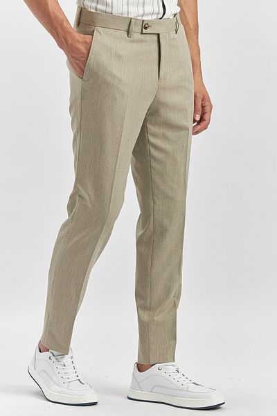 İmza Μπεζ Slim Fit Classic Παντελόνι - Αυτομοτίβο, Υφασμάτινα Πόδια 1003240165
