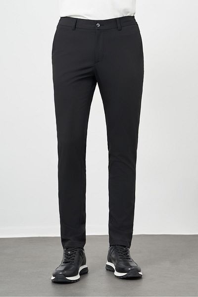 İmza Black Plain Cloth Leg Stretchy Side Pocket Slim Fit Casual Trousers 1003245159