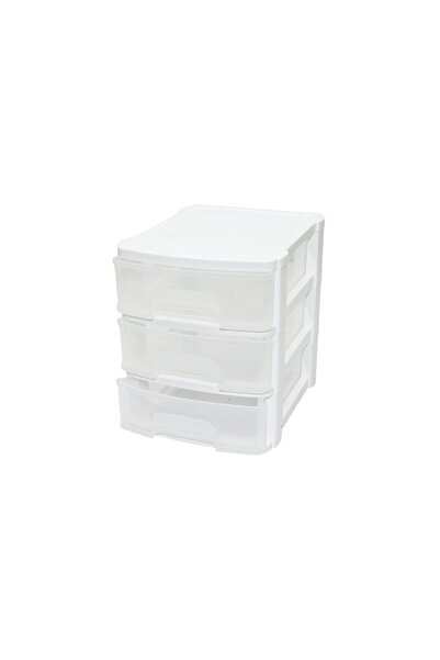 Go İthalat 3 Katlı Çekmeceli Mini Organizer Plastik Masa Üstü Makyaj Takı Kut...