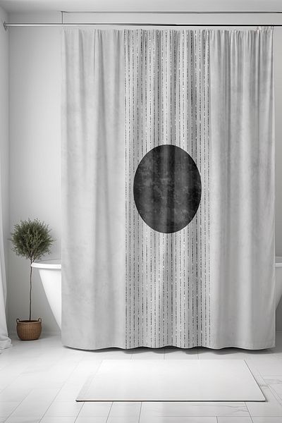 EVPANYA Κουρτίνα μπάνιου, Ασημί Bohemian Black Moon Κουρτίνα μπάνιου, Κουρτίνα μπανιέρας 175x200cm