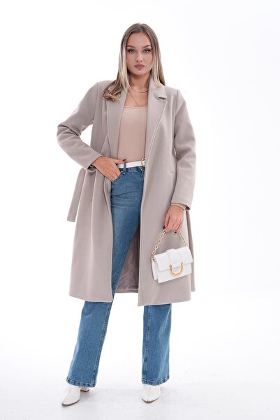 ŞİMAL Kadın Kuşaklı Astarlı Kaşe Kaban 245335 -