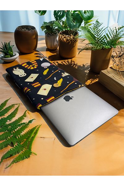 AmiasDesign حقيبة قماش مصنوعة يدويًا لجهاز MacBook Air/Pro مقاس 13 بوصة، 14 بوصة، 15 بوصة، 16 بوصة - حقيبة قماش ذات طابع مدرسي سحري