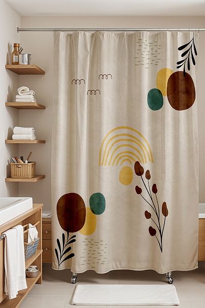 EVPANYA Κουρτίνα μπάνιου, Κουρτίνα μπάνιου Bohemian Yellow Rainbow Pattern, Κουρτίνα μπανιέρας 175x200cm
