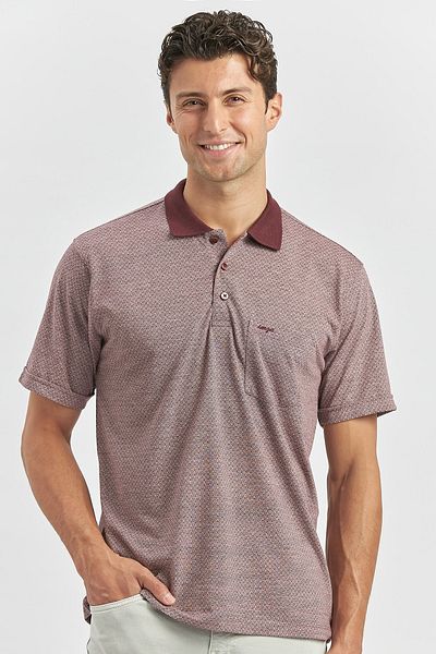 İmza Μπλουζάκι Claret Red Polo με λαιμόκοψη ζακάρ - κοντό μανίκι, Classic Comfort Fit 1011240190