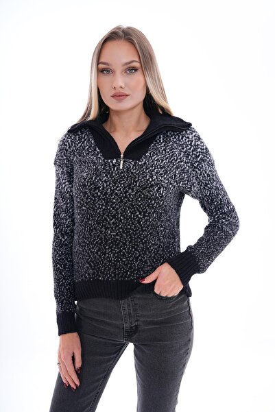 ŞİMAL Жіночий светр з напівзастібкою на блискавці, трикотажний, м'який, 245159 -