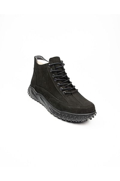 Nobel 2001 Μαύρες δερμάτινες ανδρικές μπότες Nubuck
