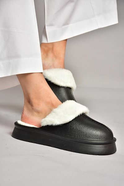 Fox Shoes T 918264209   Schwarze Plüsch-Damenhausschuhe