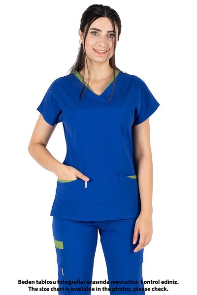 Alsancak Üniforma Twin Flex Parlament Blue Lycra Thin Fabric Doctor Jersey and Nurse Jersey Set