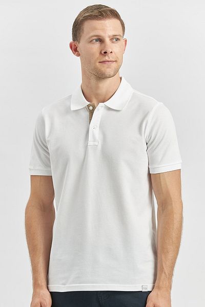 İmza Μπλουζάκι Pique Polo Neck White Slim Fit Cotton-Lycra T-shirt 1011240186