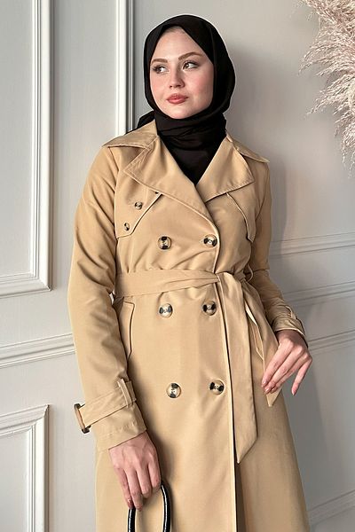 InStyle Λεπτομέρεια αλυσίδας στην πλάτη Camel Trench Coat