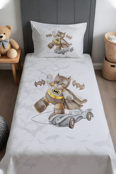 EVPANYA Oyuncak Betmen Desenli Yatak Örtüsü ve Yastık Kılıfı