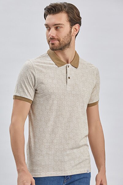 İmza Μπλουζάκι με λεπτή εφαρμογή με βαμβακερή λαιμόκοψη με λαιμόκοψη με σκούρο βιζόν 1011240158