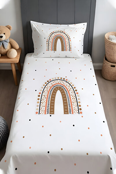 EVPANYA Sade Gökkuşağı Desenli Yatak Örtüsü ve Yastık Kılıfı