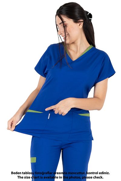 Alsancak Üniforma Twin Flex Parlament Blue Lycra Thin Fabric Doctor Jersey and Nurse Jersey Set