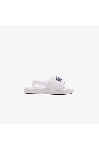 Lacoste L.30 Slide 0921 - White and Navy Blue Slippers for Children, 1 Cui