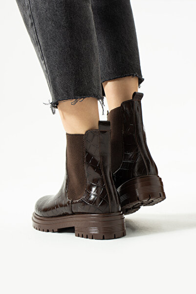 Neva'nın Butiği Kadın timsah croco desen lastikli şık günlük bot