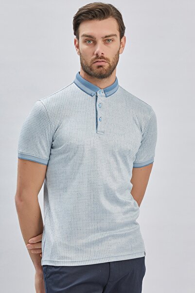 İmza Tricou slim fit din bumbac, cu model, cu model mercerizat, guler casual1011240161