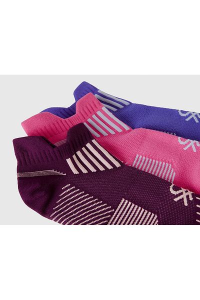 United Colors of Benetton Set de 3 șosete scurte unisex violet mix de culoare contrastantă