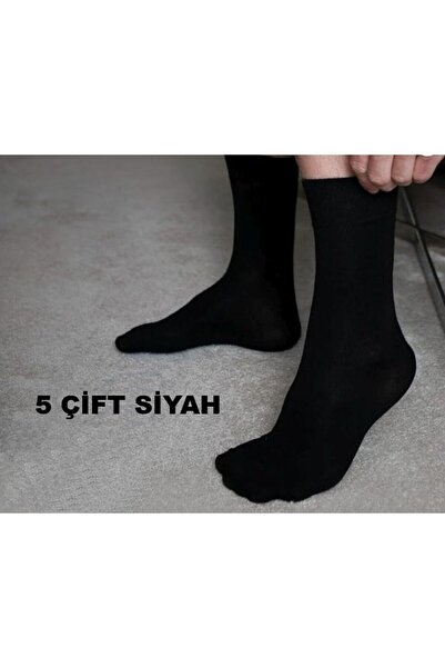 UZARLAR ÇORAP EKONOMİK 5 ÇİFT  DÜZ SİYAH ERKEK ÇORABI
