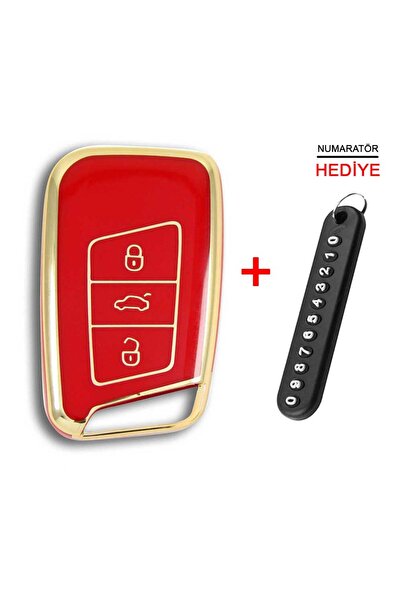 babikamium لسيارة فولكس فاجن باسات B8 الذكية الحمراء مفتاح التحكم عن بعد غطاء حافظة مفتاح السيارة