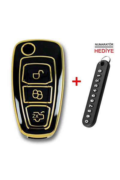 babikamium حافظة مفاتيح أوتوماتيكية لسيارة Ford Focus Mondeo 2010+ Switchblade باللون الأسود