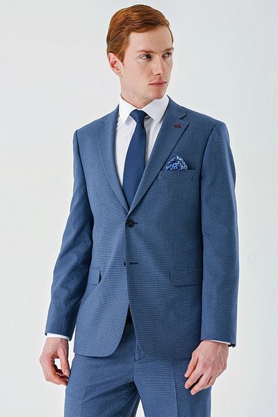 İmza Dark Blue Mono Collar Double Slit 6 Drop Comfort Fit Relaxed Fit Classic Suit1001240102