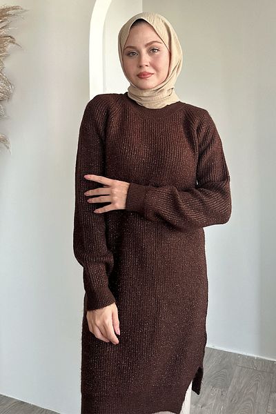 InStyle Glitter Corded Bitter Brown Tunic