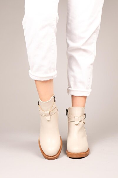 Birikon DAGMAR Cilt Süet Garnili Kadın Bot TEN