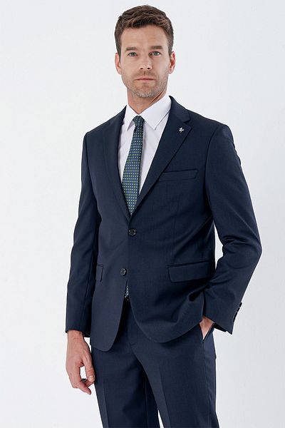 İmza Navy Blue Gabardine Mono Collar Lycra 6 Drop Comfort Fit Relaxed Fit Classic Suit1001235152