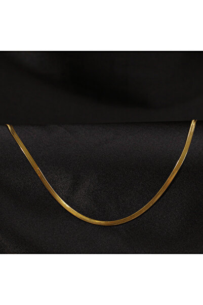 FOURSOLOS Çelik Erkek Kolye, Gold Renk, İtalyan Dizayn Zincir No:2