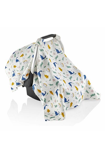 Babyjem Protectie soare din muselina pentru scaun auto 0-13 kg (Model: Dino)