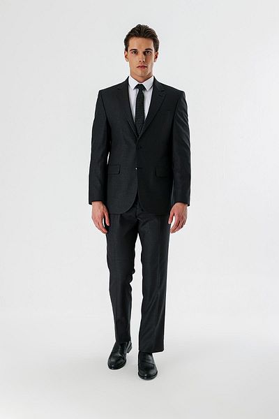 İmza Dark Anthracite Mono Collar 6 Drop Comfort Classic Suit 1001240160