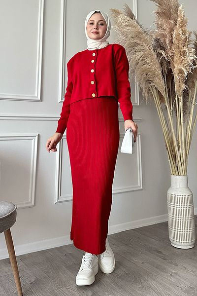 InStyle Ζακέτα με ραβδώσεις διπλό κόκκινο πλεκτό