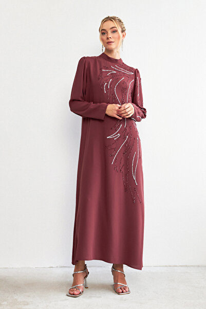 VAVİNOR Βραδινό φόρεμα Zeren Stone κεντημένο - Dusty Rose