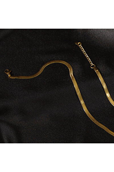 FOURSOLOS Çelik Erkek Kolye, Gold Renk, İtalyan Dizayn Zincir No:2