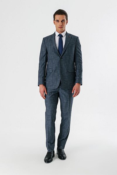 İmza Dark Navy Mono Collar Lycra 6 Drop Comfort Fit Classic Suit