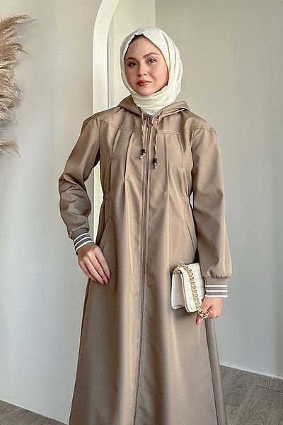 InStyle Trenci bej cu detaliu plisat cu talie elastică