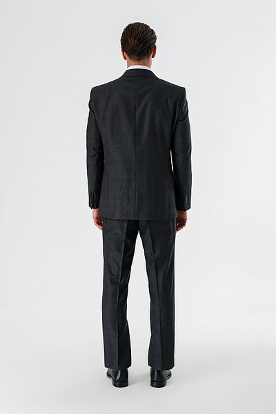 İmza Black Plaid Mono Collar Double Slit 6 Drop Comfort Relaxed Fit Classic Suit1001240160