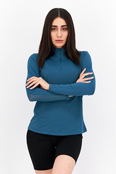 X by Gottex بلوزة رياضية نسائية بأكمام طويلة باللون الأخضر الداكن - ملابس تدريب