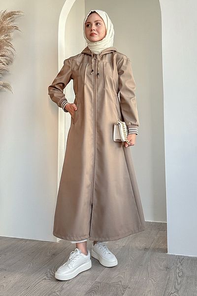 InStyle Trenci bej cu detaliu plisat cu talie elastică