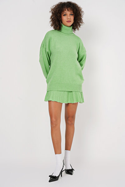 Bigdart 15891 E.Yeşil kötöttáru pulóver és szoknya szett