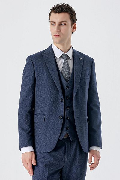 İmza Dark Navy Blue Swallow Collar Vest 6 Drop Slim Fit Slim Fit Classic Suit1001235168
