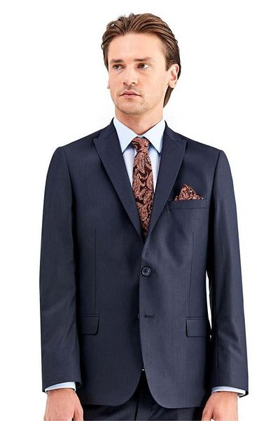 İmza Costum slim slim cu 6 picături, căptușit cu guler în gabardină bleumarin1001225011