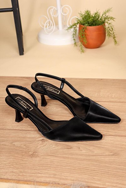 Birikon Stiletto negru - Design plat Karnıyarık