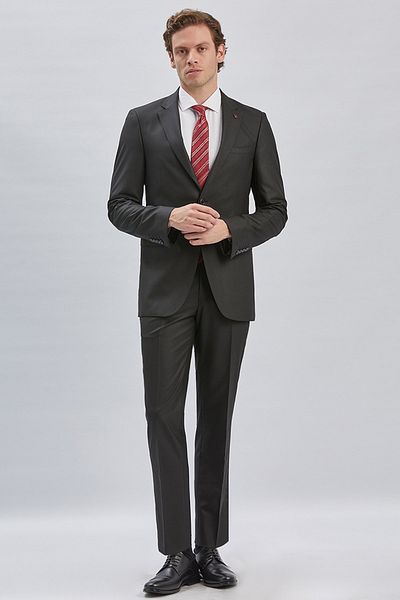 İmza Dark Navy Blue Striped Slim Fit Suit - Swallow Collar, Lined, 6 Drop -1001240175